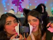 ASMR TWO Cats Flirt and Lick Your Ears with Eye Contact layered  sounds - CorneliustheCat ASMR 12/16