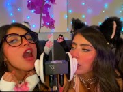 ASMR TWO Cats Flirt and Lick Your Ears with Eye Contact layered  sounds - CorneliustheCat ASMR 5/16