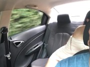 Beautiful woman shows her tits to the Uber driver and masturbates her pussy with her fingers in the 2/16