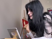 Ersties - Tattooed Babe Uses a Dildo While Watching Porn 9/16