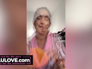 Big boobs babe teasing in bra panties lingerie, soaking up creampie, makeup talk, feet toes nails closeup - Lelu Love 10/16