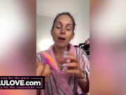 Big boobs babe teasing in bra panties lingerie, soaking up creampie, makeup talk, feet toes nails closeup - Lelu Love 9/16