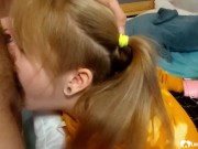 My friend's sister snuck into my room only to deepthroat my hard cock. 16/16