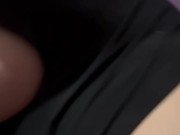 he wakes up with his balls full and he cums on my black leggings 6/16