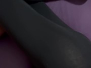 he wakes up with his balls full and he cums on my black leggings 7/16