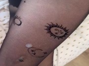 he comes to ask for a blowjob while I'm getting ready and he cums on my nylon 16/16