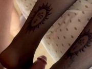 he comes to ask for a blowjob while I'm getting ready and he cums on my nylon 3/16