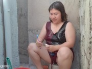 Filipina taking a bath outside the house got fuck 1/16