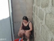 Filipina taking a bath outside the house got fuck 10/16