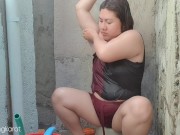 Filipina taking a bath outside the house got fuck 4/16