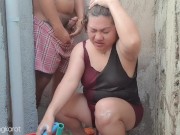 Filipina taking a bath outside the house got fuck 8/16