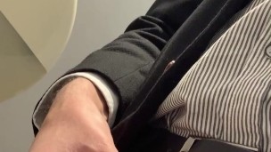 Suited office boy piss