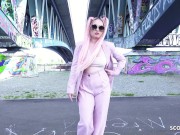 GERMAN SCOUT - Pink Hair Curvy Teen Maria Gail with Saggy Tits at Rough Anal Sex Casting 6/16