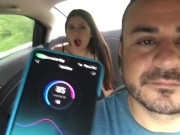 sexy girl has her lush put in her pussy and cums in the back seat of the uber 13/16