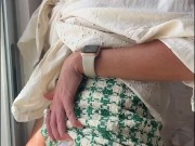 Milf in a short skirt plays with her big dildo and rubs her clit on it 11/16