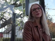 GERMAN SCOUT - Fit blonde Glasses Girl Vivi Vallentine Pickup and talk to Casting Fuck 1/16