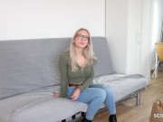 GERMAN SCOUT - Fit blonde Glasses Girl Vivi Vallentine Pickup and talk to Casting Fuck 5/16