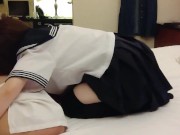 セーラー服姿でぬるぬるマンコを突かれて感じまくり。素人撮影、フェラ、クンニ、中出し 4/16