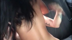 My girlfriend rides my harness in the back seat of the Uber.