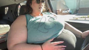 SSBBW Car Struggles and Topless Driving
