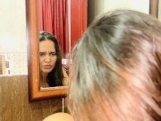 I spy on my stepmother when dad is away from home. We fuck in the bathroom. latin vanessa 14/16