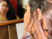 I spy on my stepmother when dad is away from home. We fuck in the bathroom. latin vanessa 16/16