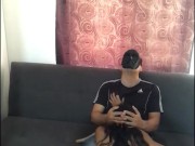 Brunette sucks the courier and the plumber's cock 6/16