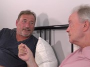 Hot girl mouth fucked, pussy fucked, rides 2 grandpa cocks and swallows cum 1/16