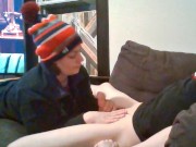 Green Socked Loser Cums under Heather Kane pressure! 16/16