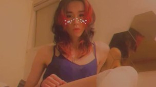 Femboy teases and jerks off in lingerie