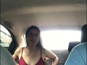 beautiful student changes clothes in the back seat of the uber 11/16