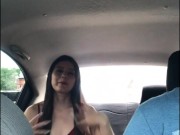 beautiful student changes clothes in the back seat of the uber 12/16