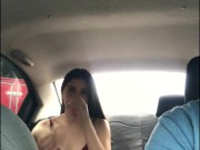 beautiful student changes clothes in the back seat of the uber 15/16