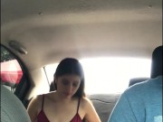 beautiful student changes clothes in the back seat of the uber 16/16