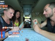 The cuckold lost his girlfriend's pussy at cards and now watches her being fucked by a stranger 1/16