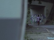 Public Agent Ebony babe with a great pair of tits fucks a guy in a public place 2/16