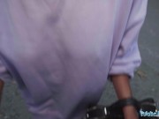 Public Agent Ebony babe with a great pair of tits fucks a guy in a public place 4/16