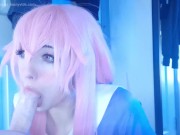 honry yandere girl gives rough blowjob, bounces her big ass in reverse cowgirl, multiple cum on ass 1/16