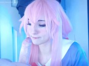 honry yandere girl gives rough blowjob, bounces her big ass in reverse cowgirl, multiple cum on ass 3/16