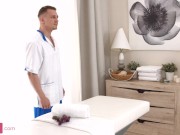 Skinny teen after a massage is ready to fuck with a masseur 1/16