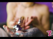 Fucking with Double Ended Steel Dildo with my Tattooed Friend Anuskatzz 14/16