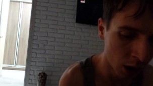 Young twink's outdoor cruising ends up with a big dick, balls in his mouth and good male domination