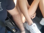 beautiful Colombian fingers her pussy in the car 10/16