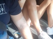 beautiful Colombian fingers her pussy in the car 7/16
