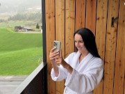 saved his stepmother stuck on the balcony and then fucked her and came in her mouth 1/16