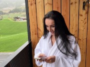 saved his stepmother stuck on the balcony and then fucked her and came in her mouth 2/16