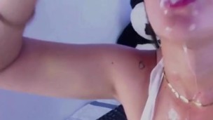 shining my body saliva fingers deep throat pussy squirt