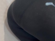 he comes to wake me up by caressing my nipple with his cock and he cums on my leggings 14/16