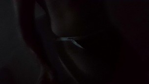 Asian (Korean) secretly masturbating on the stairs late in the evening