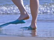 Anal threesome on a public beach with skinny french babe Evy Sky 1/16